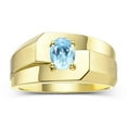 thumbnail image 1 of RYLOS Men's Rings 14K Yellow Gold Ring Classic Solitaire 7X5MM Oval Shape Gemstone Designer Band Blue Topaz December Birthstone Rings For Men Size 9, 1 of 5