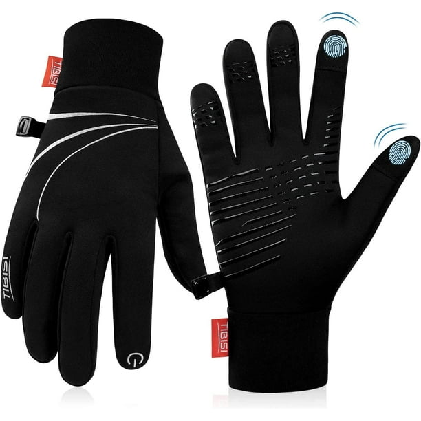 Tmani Winter gloves Women Men, Warm Thermal Running Touchscreen Men  Lightweight Walking Anti-Slip for Skiing gardening Driving Liner (M) 