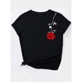 thumbnail image 4 of Valentine's Day Rose Graphic Casual Short Sleeve Top, Round Neck Sports T-shirt, Women's Activewear, 4 of 7