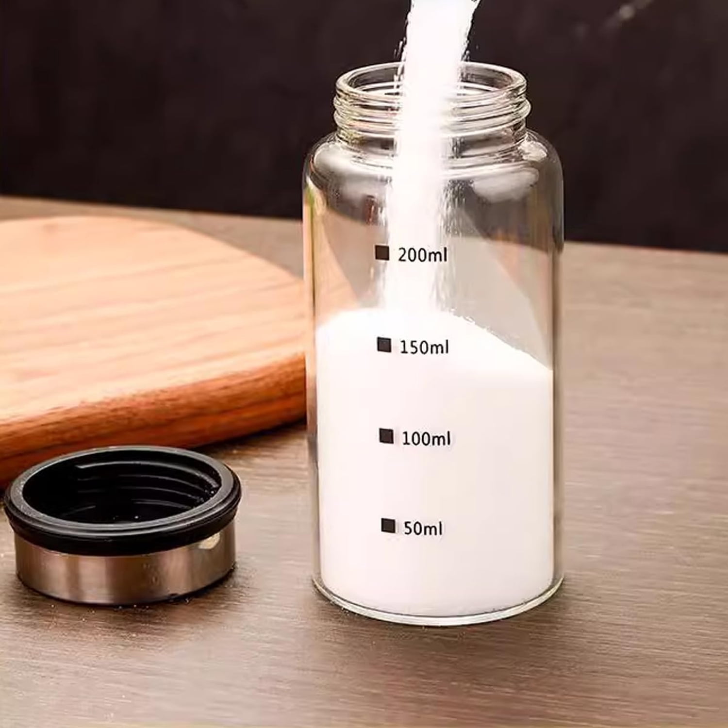 Verdental 7 oz Clear Glass Salt Shaker, Pepper, Sugar and Spice Dispenser, with Spices Labels