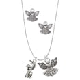thumbnail image 1 of Delight Jewelry Silvertone Unicorn Silver tone Guardian Angel Charm Necklace and Stud Earrings, 1 of 4