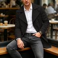thumbnail image 4 of Purcolt Mens Trench Coat Double Breasted Notched Lapel Windproof Long Sleeve Mid Length Overcoat Casual Business Lightweight Outerwear, 4 of 9