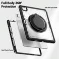 thumbnail image 2 of Shockproof Case for Apple iPad Pro 11 Inch 2024, Rugged Hybrid Protective Cover with Pencil Holder & Shoulder Strap Kids Friendly Rotating Kickstand Case for iPad Pro 11" 2024 M4,Clear, 2 of 9