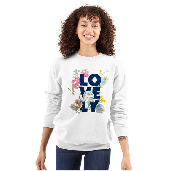 Lovely Roses Floral Cute Romantic Women Plus Size Crewneck Sweatshirt Brisco Brands 2X