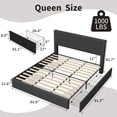 thumbnail image 2 of Bingirl Black Queen Bed Frame with Storage Drawers, Corduroy Upholstered Channel - Tufted Headboard, Strong Wooden Slat Support, No Box Spring Needed, 2 of 7