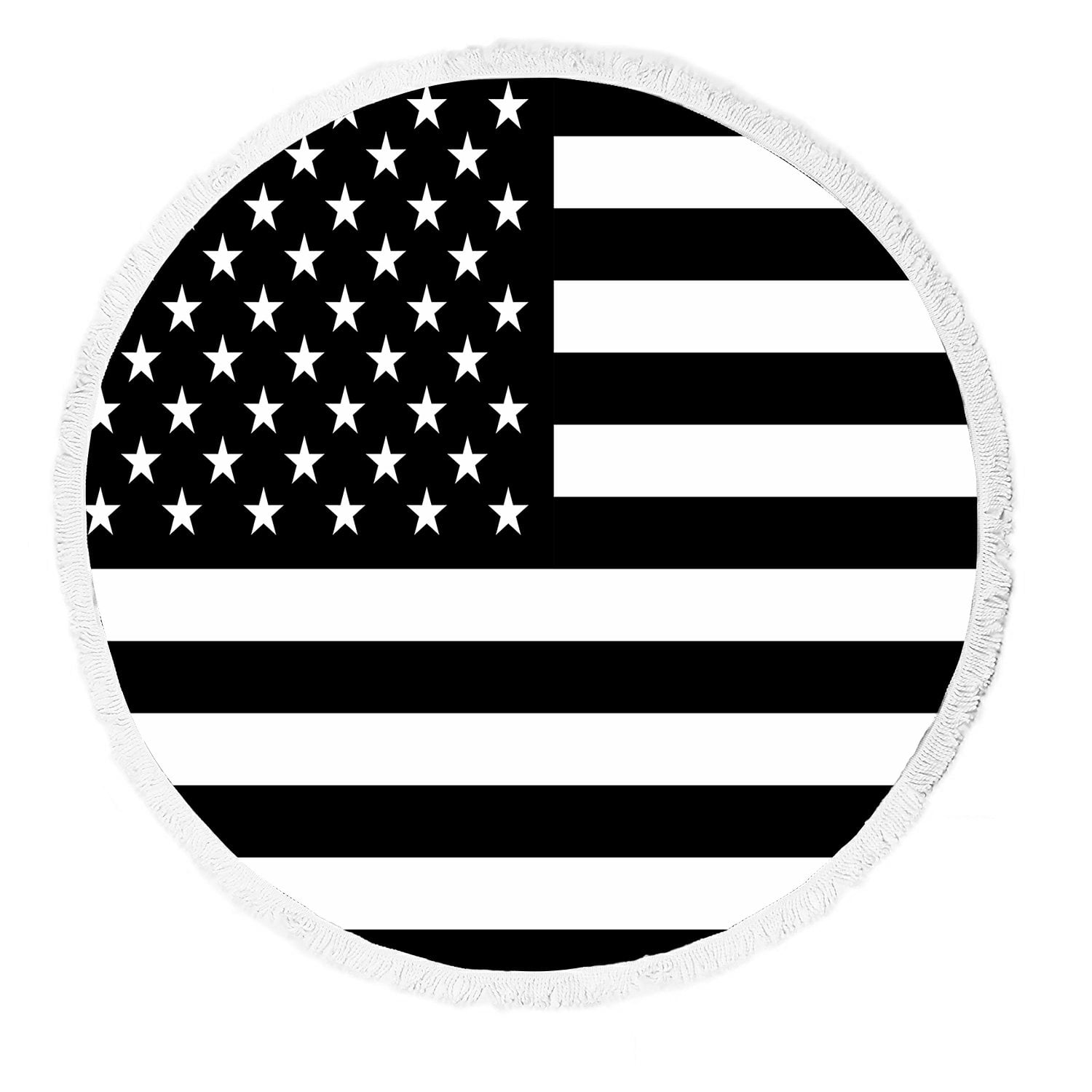 GCKG Flag Beach Towel, American Flag Black and White Beach Towel Beach Blanket with Tassels