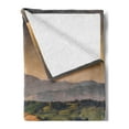 thumbnail image 2 of Landscape Soft Flannel Fleece Throw Blanket, Scenic Tuscany with Rolling Hills and Valleys in the Morning, Cozy Plush for Indoor and Outdoor Use, 60" x 80", Apricot Khaki, by Ambesonne, 2 of 5