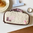 thumbnail image 4 of Cute Cosmetic Bags for Purse,Featherweight Small Quilted Makeup Bag with Zipper & Handle, for Storing Stationery and Office Supplies Yellow, 4 of 8