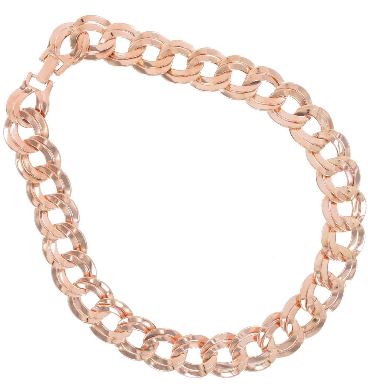 Ky & Co Rose Gold Tone Wide Double Curb Chain Link Necklace 18" Ladies Adult Female Women