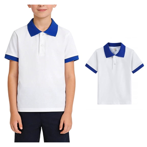 Polo Shirt Boys Short Sleeve White Button up Shirt Boys School Clothes Kids Summer Casual Shirts 6-7 Years Shirts Boys