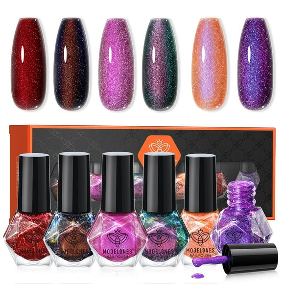 Set de esmaltes de uñas Modelones, 6 colores, regalo de Navidad e invierno