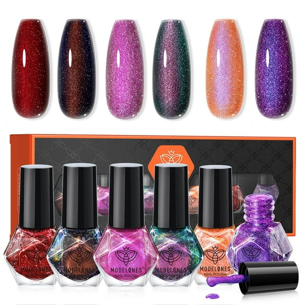 Set de esmaltes de uñas Modelones, 6 colores, regalo de Navidad e invierno