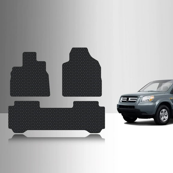 ToughPRO Front   2nd Row Mats Compatible with Honda Pilot 2006 - All Weather Heavy Duty (Made in USA) Black Rubber