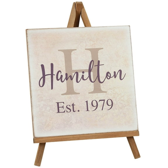 Established Name & Initial Plaque on Easel