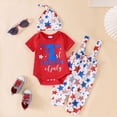 thumbnail image 2 of CAUYDY Baby Boys Independence Day Outfits 4Th Of July Infant Short Sleeve Romper + Pants + Hat 3Pcs Boy 3M 6M 9M 12M 18M Clothes Set (Sizes 3-6 Months,Red), 2 of 6