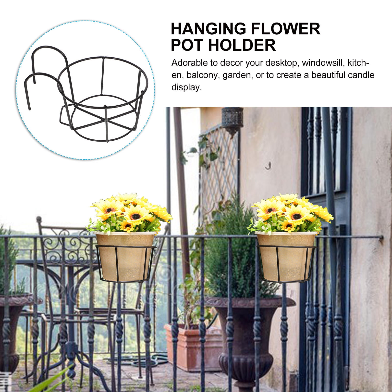 Pretyzoom Fence Railing Planter Hanging Planter Pot 3pcs