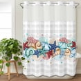 thumbnail image 3 of Summer Starfish No Hook Shower Curtain Waterproof,Bathroom Curtains with Snap in Liners and See Through Top Window,Blue Coral Beach Couch Coastal Grey Plaid Hotel Bathtub Curtains Shower 72"Wx84"L, 3 of 8