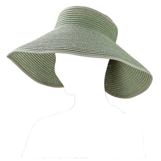 Aerusi Fashion Women's and Girl's rollup Summer Bow Tie Straw Visor