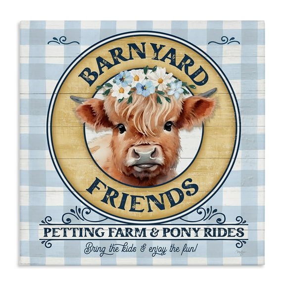 Stupell Industries Barnyard Friends Plaid Animals & Insects Painting Gallery Wrapped Canvas Art Print Wall Art, 17 x 17