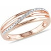 Diamond-Accent Pink Rhodium-Plated Sterling Silver Cross-Over Ring