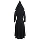 thumbnail image 5 of Vestido largo de manga larga cruzado gótico con cordones y capucha para mujer de talla grande Fridja  yut6693, 5 of 7
