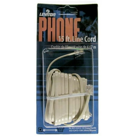 Leviton Telephone - Leviton 831-C2413-15i 15' Ivory Phone Line Cord