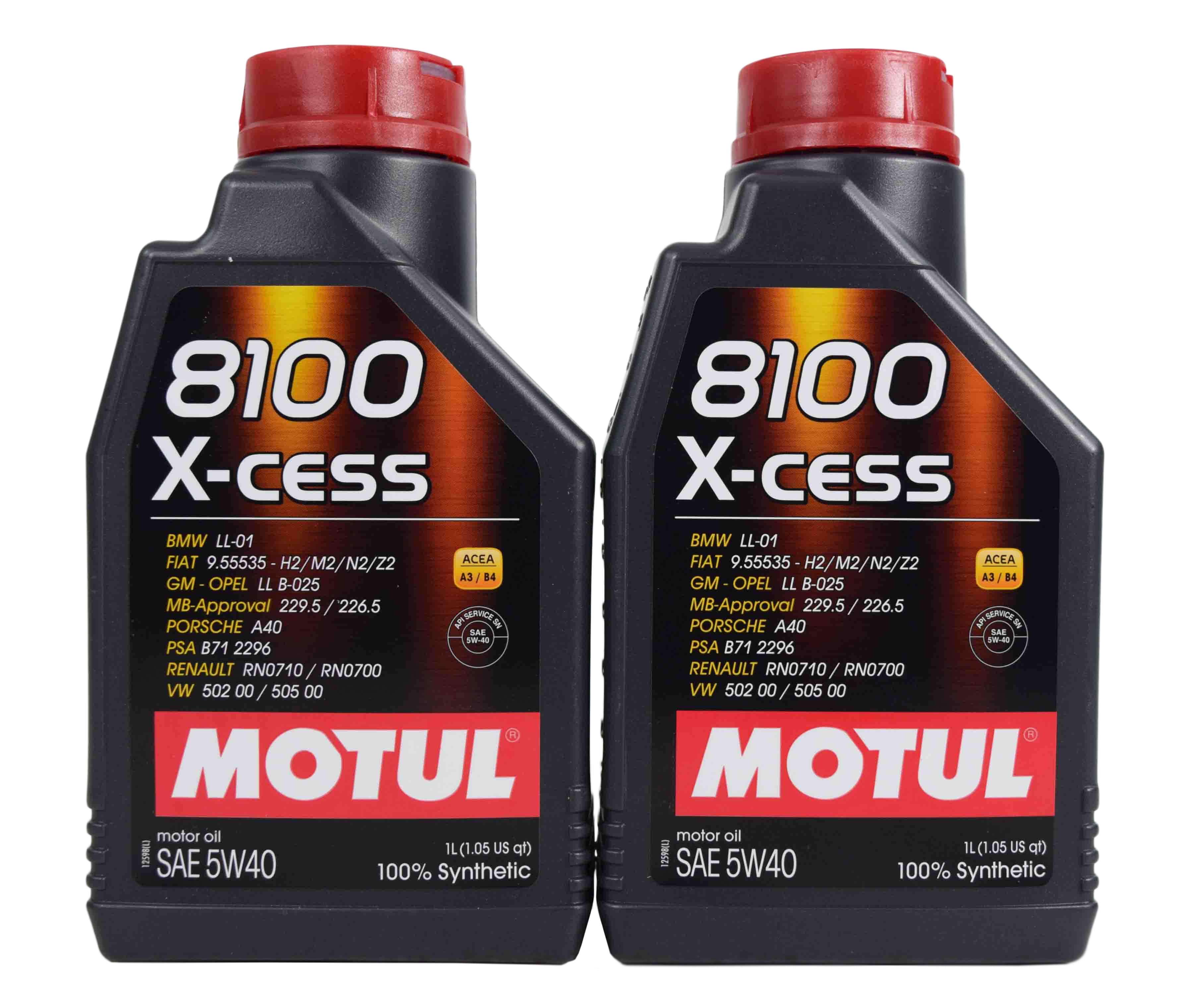 Motul 102784 8100 X-Cess 100% Synthetic 5W40 Oil 5W-40 - 1Liter - 2 Pack