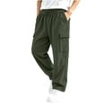 thumbnail image 2 of Spazoro Boys Corduroy Cargo Pants with Multi‑Pockets, Elastic Waist Loose Fit Straight Leg Solid Color Drawstring Casual Trousers for Daily Street Army Green Size 7-8, 2 of 7