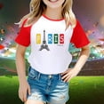 thumbnail image 2 of Rovga T-Shirt Fille 8-9 Ans Imprimés Dessin Animé Manches Courtes et Jeux T-Shirt Raglan Imprimé 3484 Col Rond Léger Costume Fille Rouge, 2 of 4
