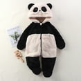 thumbnail image 2 of Tiweut Rompers for Boys Newborn Baby Long Sleeve Hooded Panda Outfit Suit Fold Over Mittens Footies Girls Winter Snowsuit Fleece Clothes Jumpsuits for Boy 0-3 M, 2 of 3