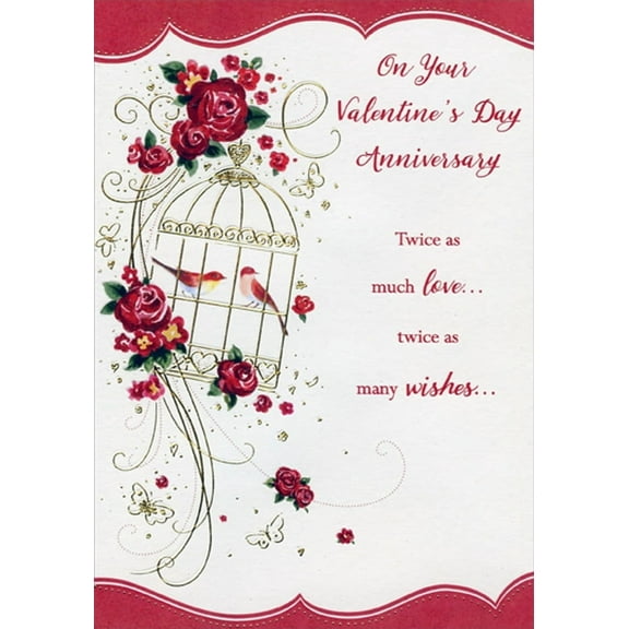 Designer Greetings Gold Bird Cage Valentine's Day Wedding Anniversary Congratulations Card
