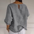 thumbnail image 5 of Summer Sales Womens Summer Tops Cute Lightweight Cotton‑Linen 3/4 Sleeve Summer Casual Blouse Oversized Tshirts for Women Under 12$, 5 of 7