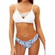 thumbnail image 1 of Traje de baño de Bikini con Tiras y Dos Piezas con Estampado Floral para Mujer con Abertura en la Parte Inferior con Tirantes y Tirantes Finos Blanco M Blanco M Xishao ropa, 1 of 2