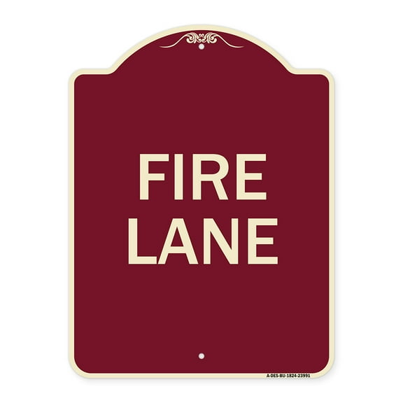 SignMission Designer Series Sign - Fire Lane Supplementary | Burgundy 18" x 24" Heavy-Gauge Aluminum Architectural Sign | Protect Your Business & Municipality | Made in the USA