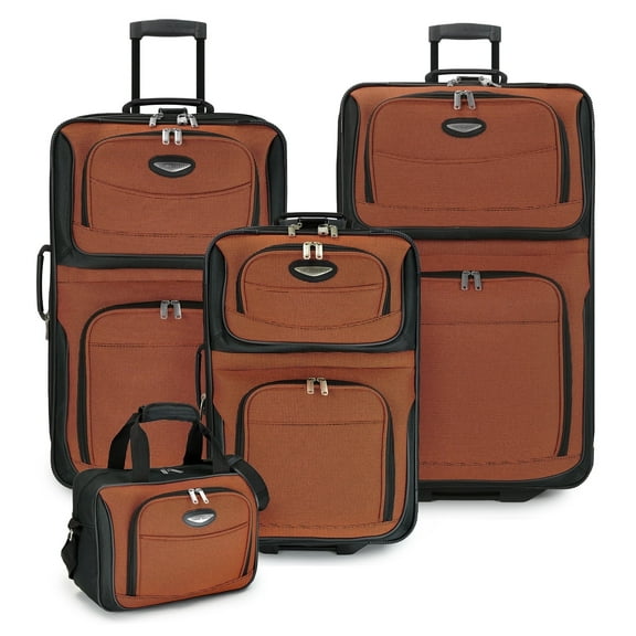 Travel Select Amsterdam Expandable Rolling Upright Luggage, Orange, 4-Piece Set (16/21/25/29)