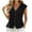 *Black, variant on VBVC Women's Cotton-Linen Button Down Peplum Top , Ladies' V Neck Cap Sleeve Ruffle Hem Blouse , Summer Work Fitted Waist Top For Women,Army Green,S-2XL