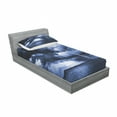 thumbnail image 3 of Ambesonne Ocean Fitted Sheet & Pillow Sham Set, Rain Clouds Storm Rays, Queen, Blue, 3 of 3