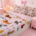 thumbnail image 3 of meiyoeat Cute Pet Dogs Zipper Full Size Comforter Sets with Fitted Sheet and 2 Pillowcases For Girls,Kawaii Animals Zipper Bedding Set For Kids,Pink Reversible,4 Pieces, 3 of 7