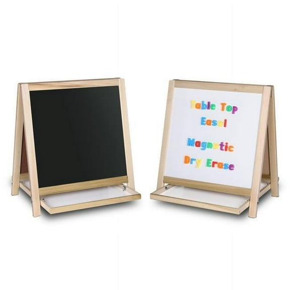 Magnetic Table Top Easel White Dry Erase/Black Chalkboard