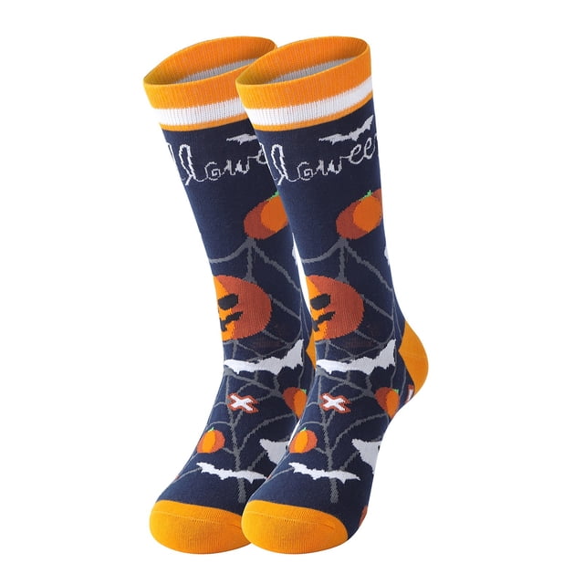 Chaussettes d'Halloween Chaussettes Décontractées en Coton Chaussettes Tendance de Rue Chaussettes Mi-Mollet Citrouille Chaussettes Mi-Mollet Agrandies