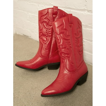 

Metallic Below Knee Pull On Cowboy Boots Women‘s Footwear
