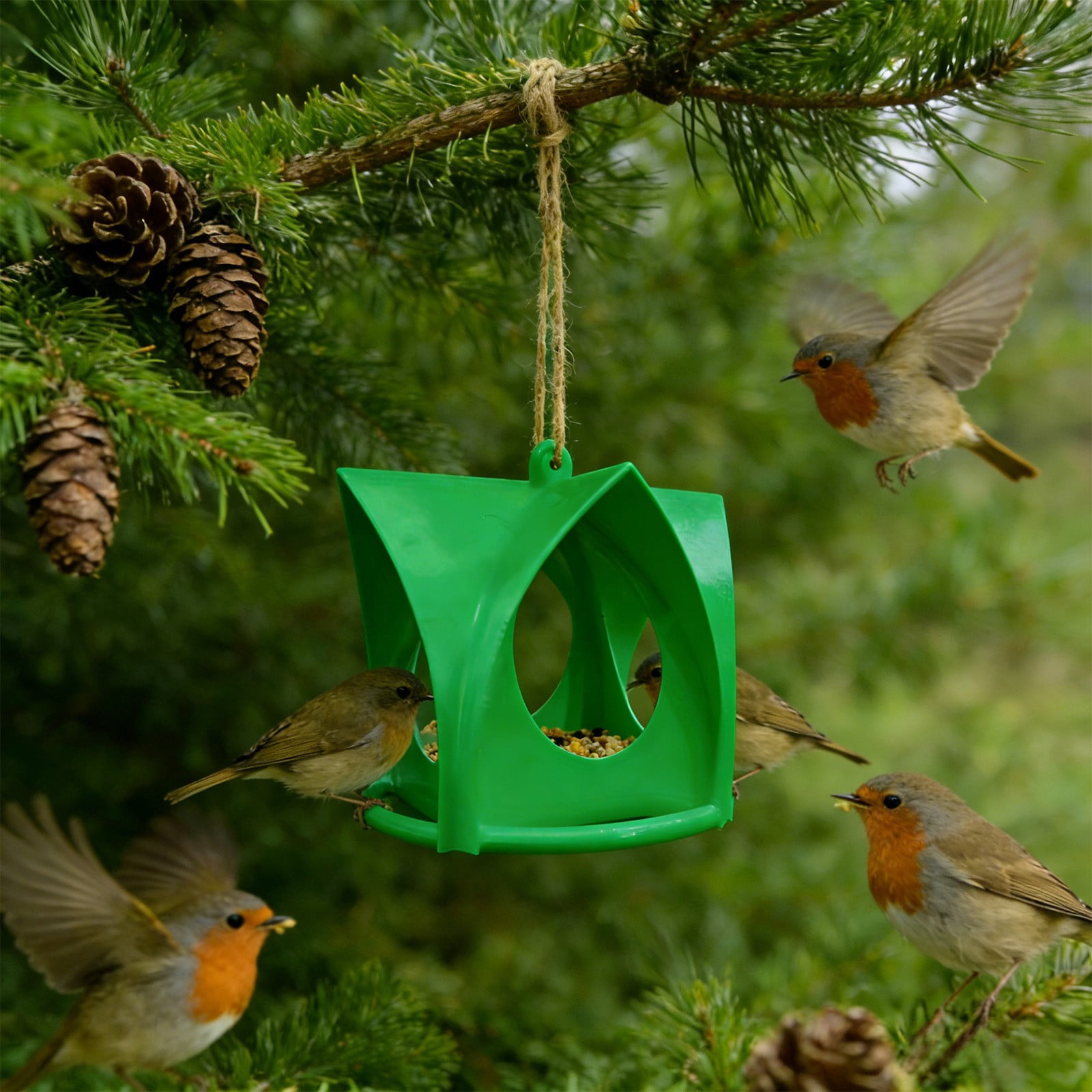 Lunxisen 1 Pcs Bird Feeders for Outdoors Hanging Separate Compartments, Feeding Ports, Weatherproof, Large Capacity