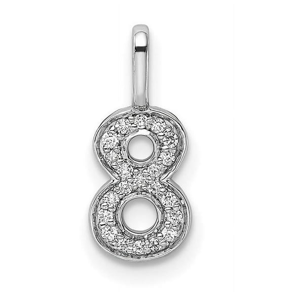 14k White Gold Polished Finish with Diamonds Womens Number 8 Charm Pendant