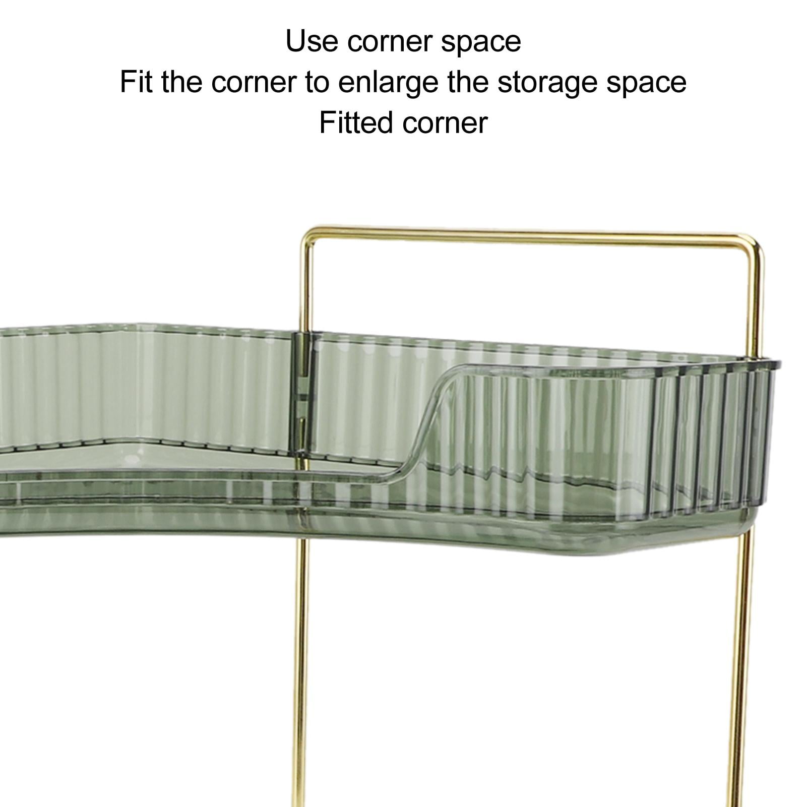 BIMZUC 2‑Tier Corner Bathroom Counter Organizer – Space‑Saving Metal Shelf for Cosmetics & Skin Care, Dark Green