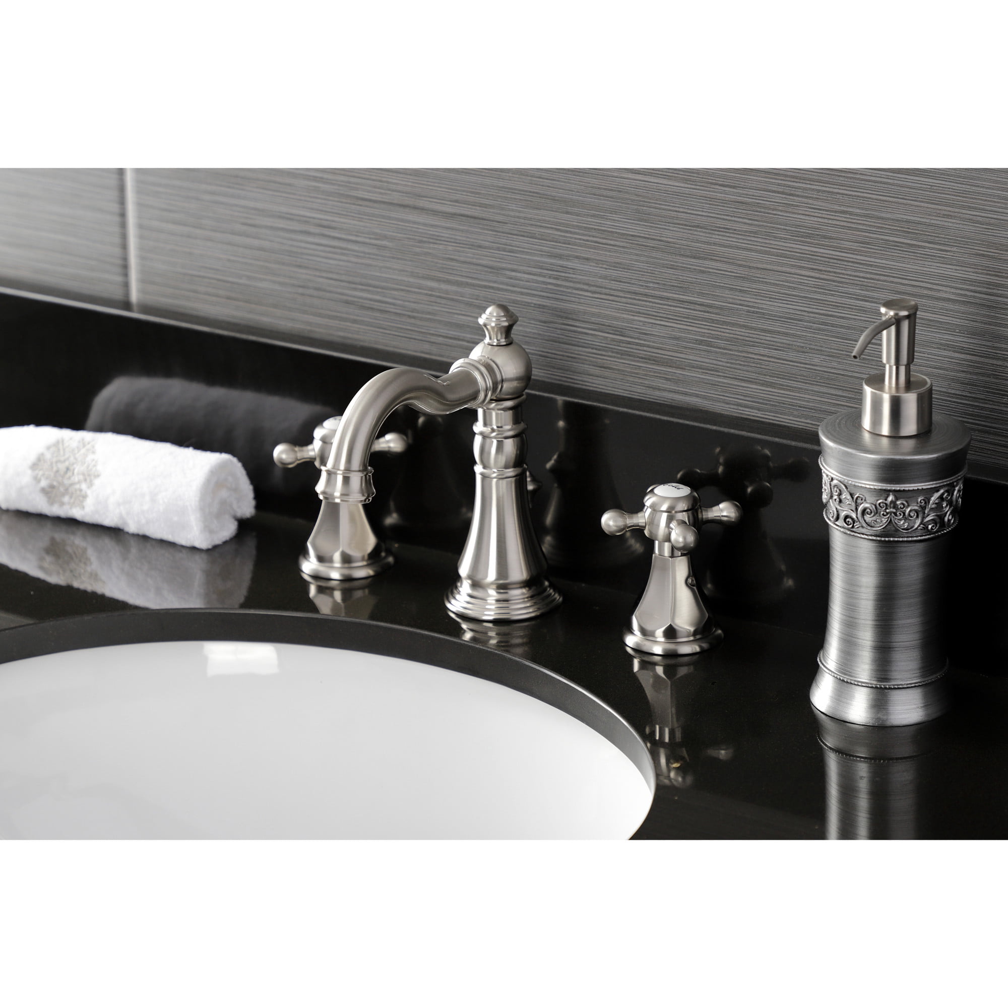 Kingston Brass FSC1978BX Metropolitan Widespread Bathroom Faucet with Pop-Up Drain, Brushed Nickel