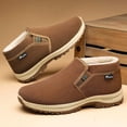 thumbnail image 5 of Men Slip on Warm Thick Fleece Lined Ankle Snow Boots Cozy Plush Lining Cold Weather Casual Booties Lightweight Windproof Footwear Coffee 7(41), 5 of 5