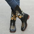 thumbnail image 3 of Cowboy Boots for Women's Mid Calf Cowgirl Western Shoes Sunflower Embroidery Stitched Square Toe Low Heel Ankle Boot, 3 of 7