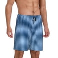 thumbnail image 2 of Naloa Blue Gingham Men's Short Pajama Pants, Lounge Comfort Shorts with Elasticized Waistband and Side Pockets - Large, 2 of 9