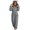 Gray, variant on Women Hooded Fleece Pajamas Jumpsuits Full Zip Loose Fitting Cozy Warm Sleepwear Pajamas Rompers with Pockets XL