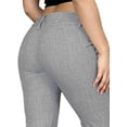 thumbnail image 3 of Pantalones elásticos de cintura baja para mujer con bolsillos Pantalones de vestir con pierna acampanada Pantalones pequeños para trabajo de oficina BusinessF-light Grey--button FrontXX-Large, 3 of 5